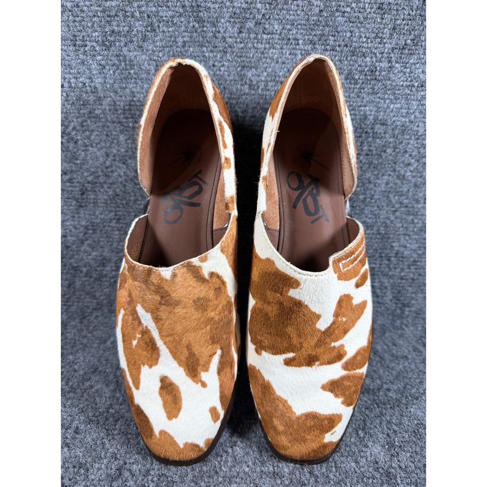 OTBT Coyote Cow Print Calf Hair Flats Cowboy Loafers Womens 6.5